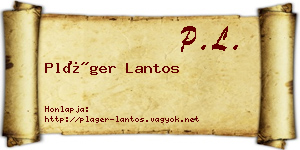 Pláger Lantos névjegykártya